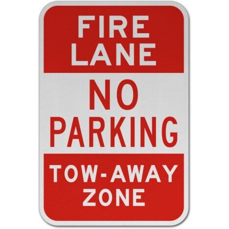 Fire Lane No Parking Tow Away Zone Sign